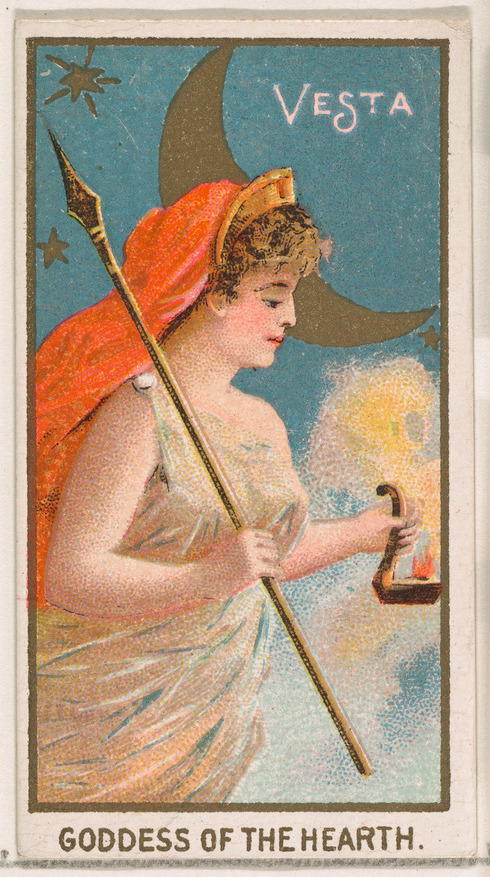 Vesta, Goddess of the Hearth, from the Goddesses of the Greeks and Romans series (N188) issued by Wm. S. Kimball & Co., 1889